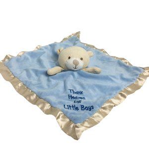 Baby Kiss Lovey Plush Security Blanket Teddy Bear Thank Heaven For Little Boys